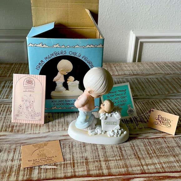 1988 Precious Moments You Just Can't Chuck A Good Friendship Figurine w/… - Picture 1 of 6